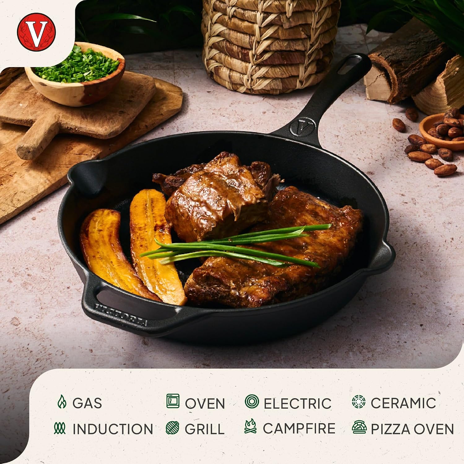 Victoria 10-Inch Cast Iron Skillet, Pre-Seasoned Cast-Iron Frying Pan with Long Handle, Made in Colombia | Pan with Long Handle, Made in Colombia