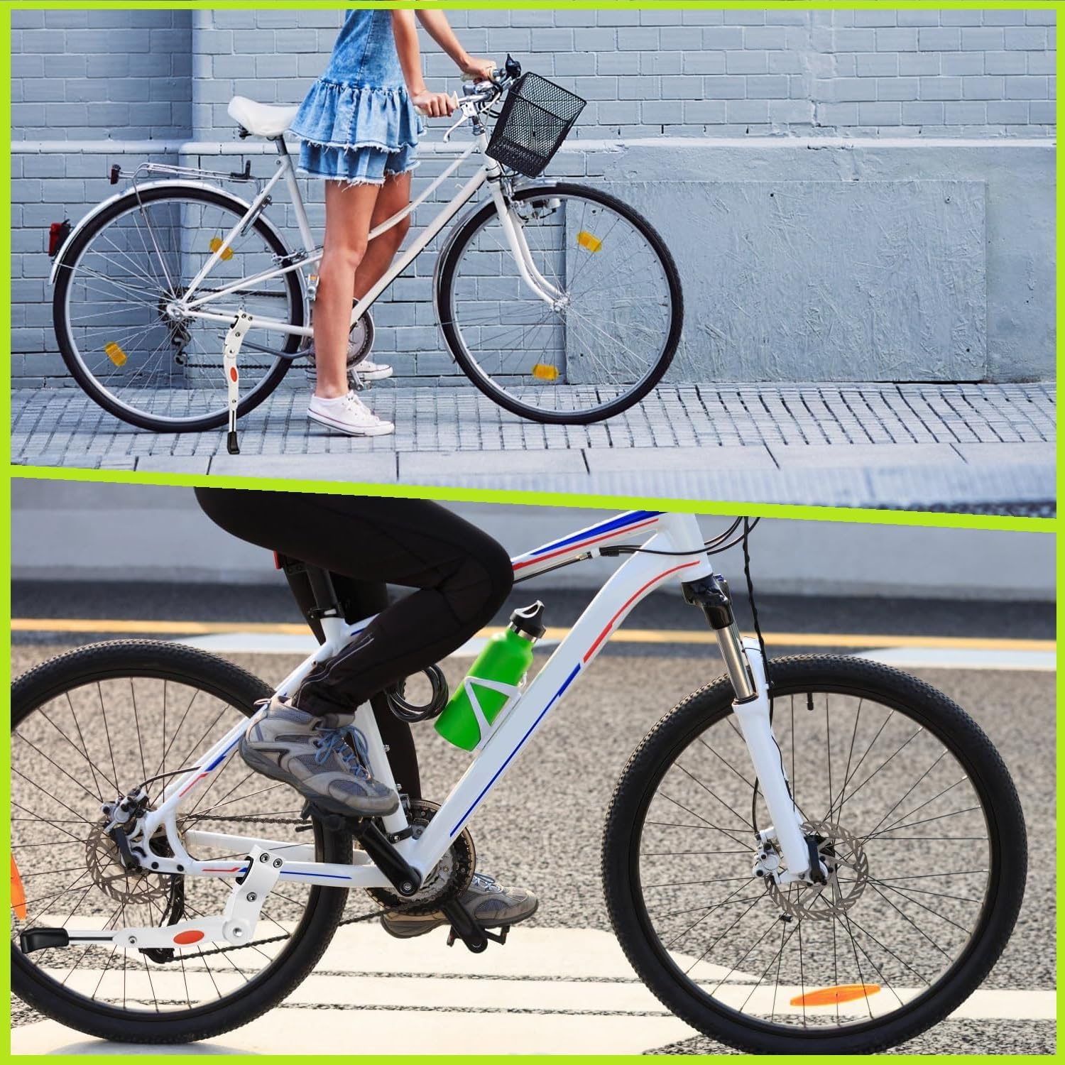 Bike Kickstand, Adjustable Aluminum Alloy, 20" 24" 26", Black | For Road Mountain Bike