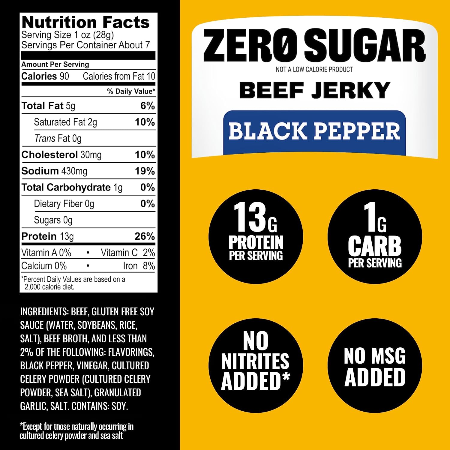 Tillamook Country Smoker Zero Sugar Original Beef Jerky Sticks, 6.5 Oz, 14g Protein, Real Hardwood Slow-Smoked, High Protein, Low Carb Meat Snacks, Keto-Friendly, 0g Sugar & Total Carbs
