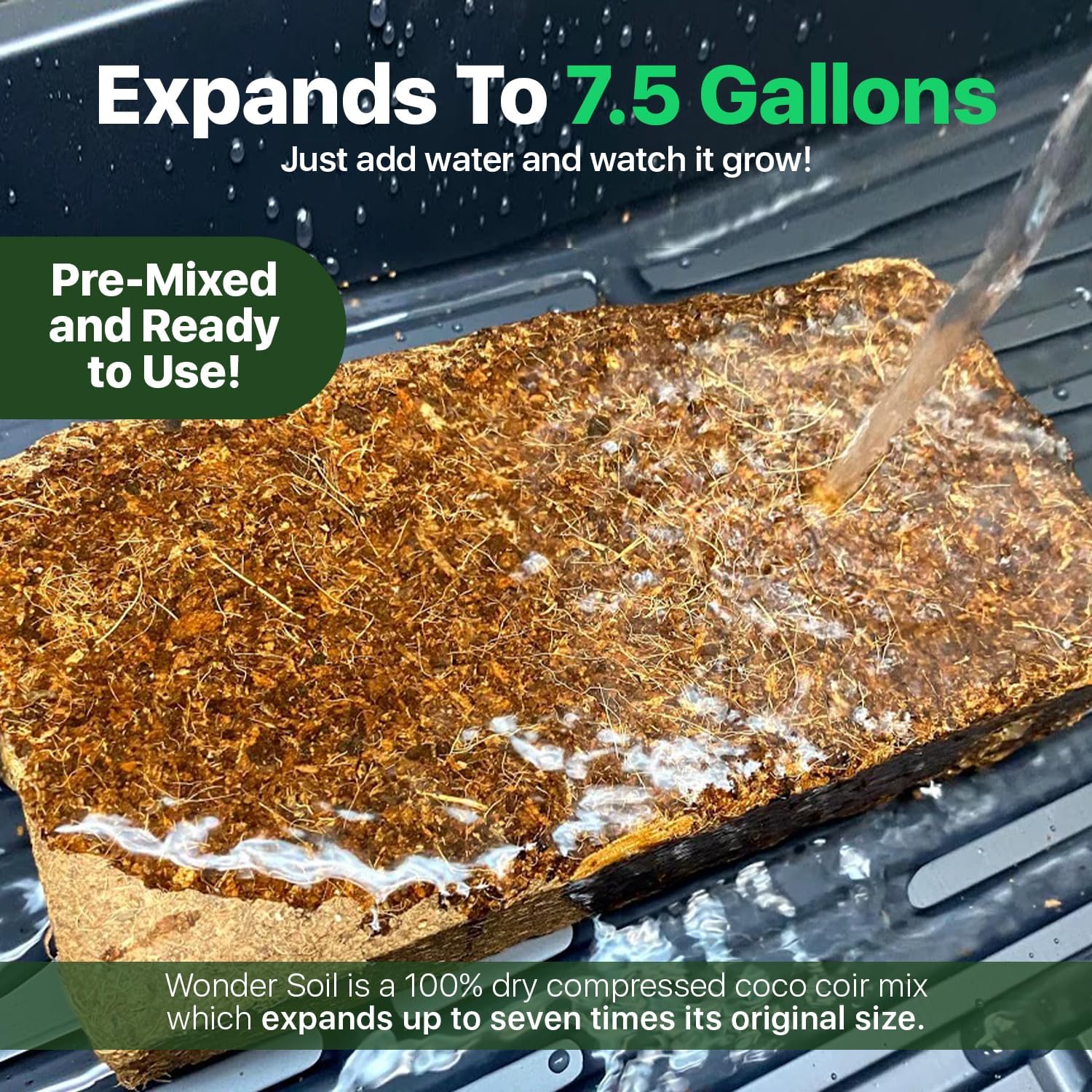 WONDER SOIL | (30 Quarts) The Only Ready to Plant Compressed Coco Coir Fully Loaded with Nutrients | 3-Pack Organic Coco Coir Brick | 3 Bricks
