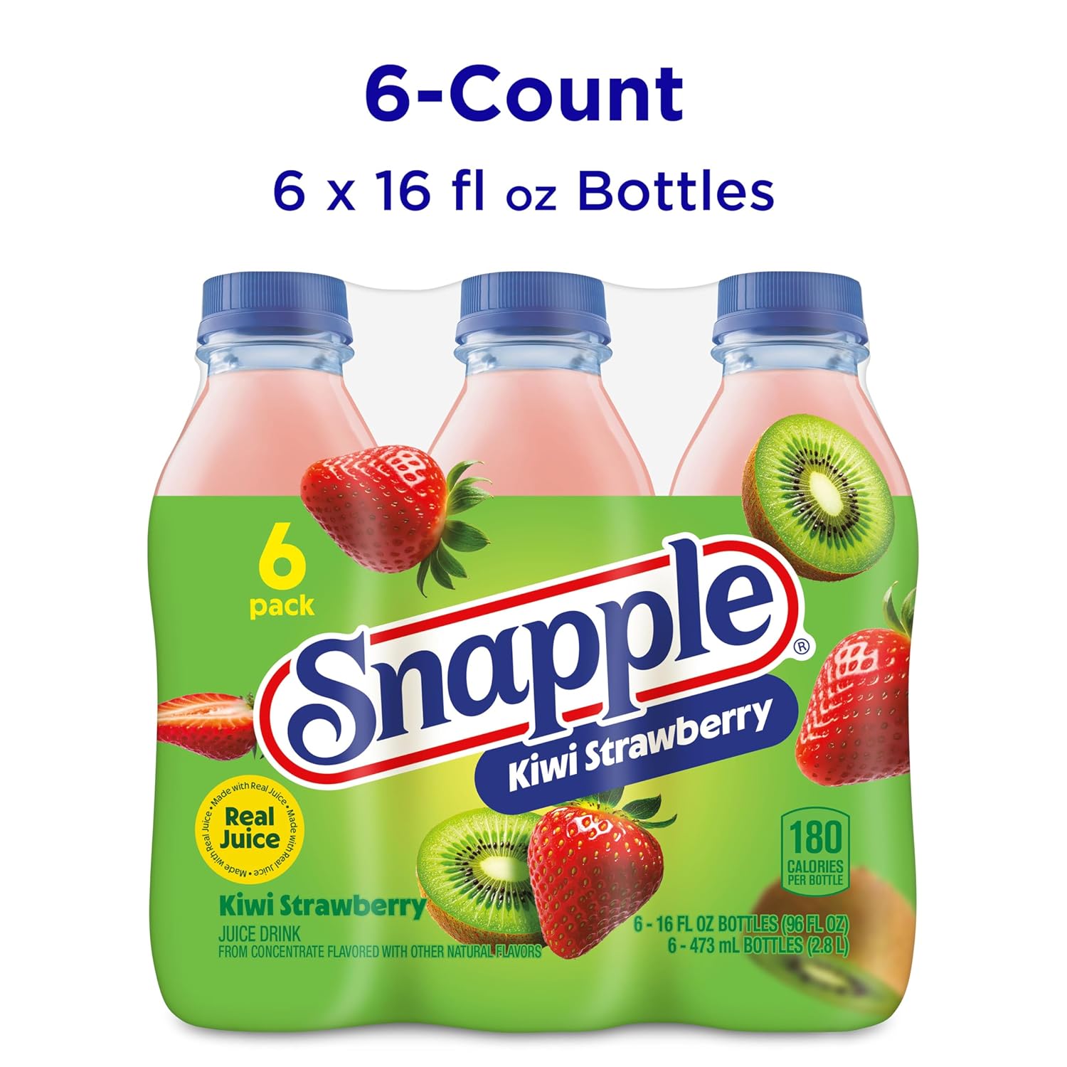 Snapple Apple Juice Drink, 16 Fl Oz Recycled Plastic Bottle, All Natural, No Artificial Flavors Or Sweeteners, Gluten-free, Contains 10% Real Juice 12 Pack
