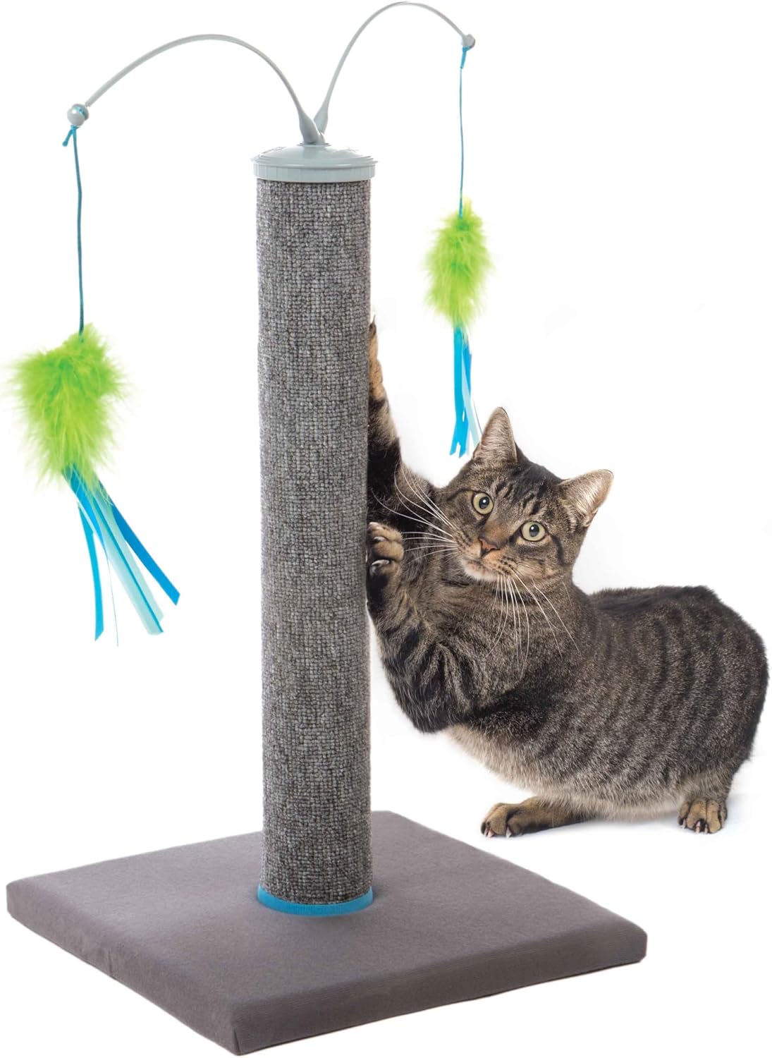 SmartyKat Scratch 'N Spin Carpet Cat Scratching Post with Spinning Wand Toys - Gray, One Size