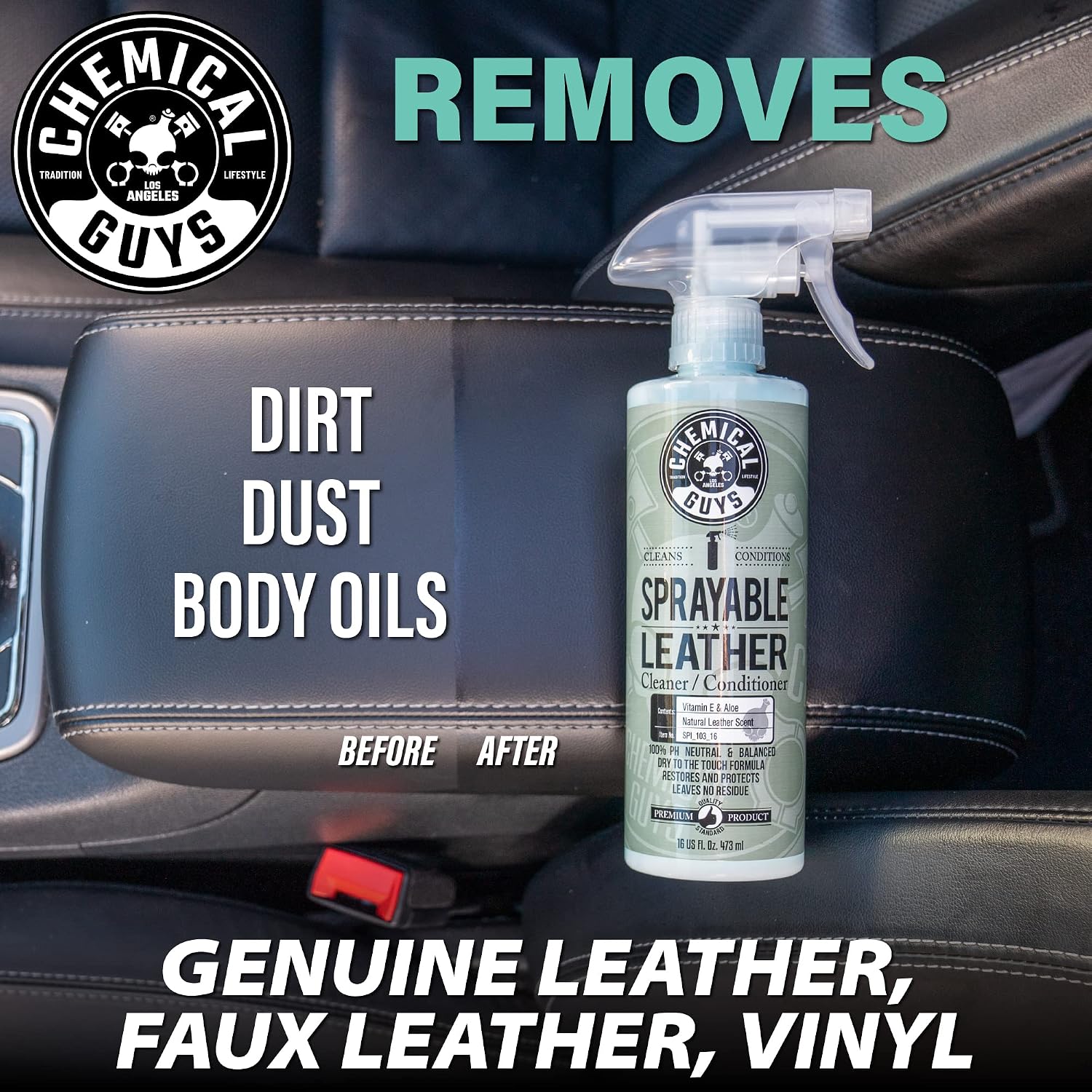 Chemical Guys, Vintage Series Leather Conditioner for Car Interiors, 16 oz | Nourishes and conditions natural, synthetic and faux leather seats, keeping them soft, supple and protected