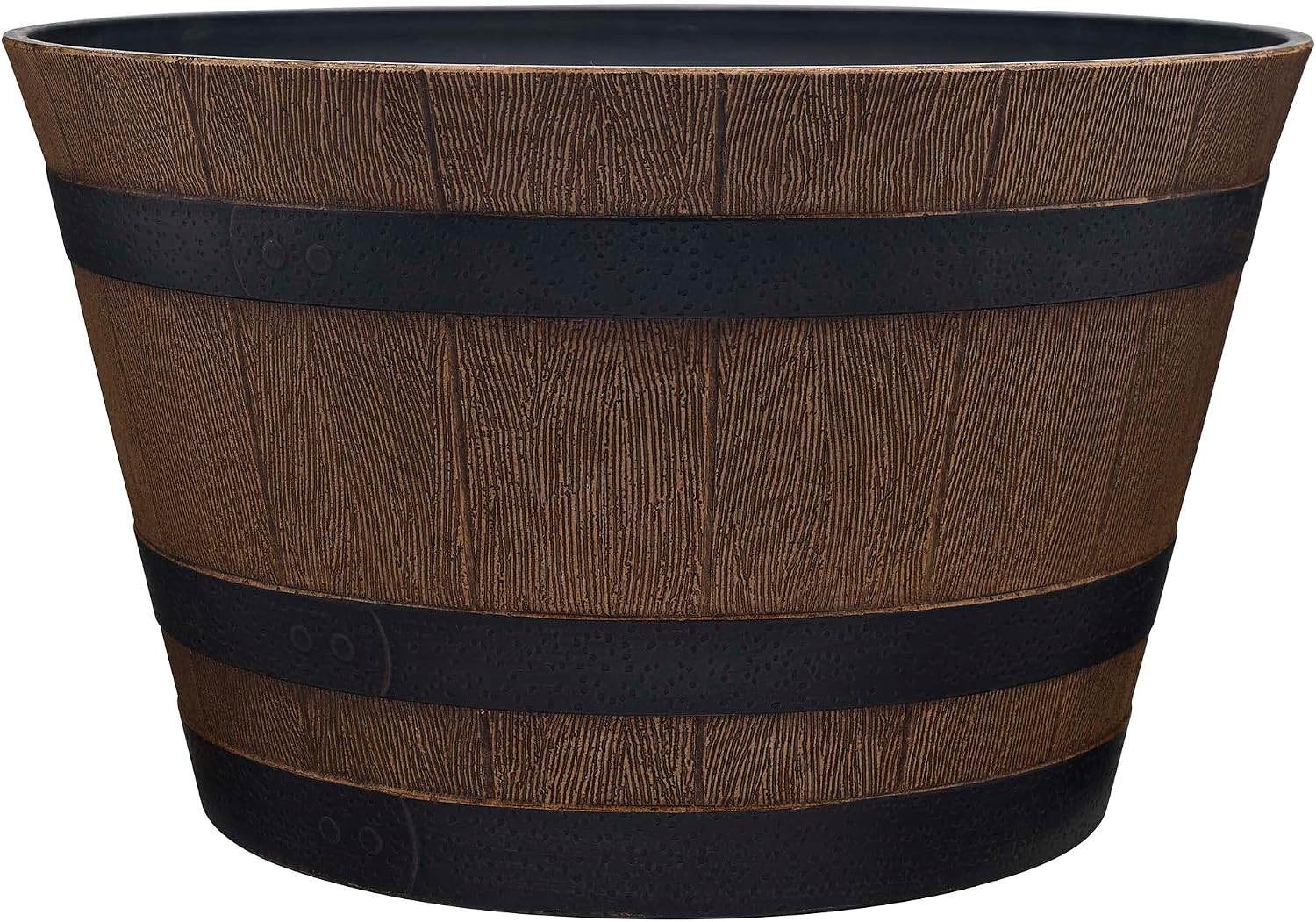 Southern Patio 22.25" Whiskey Barrel Outdoor Planter with 3 Bands, Drainage Hole & Plug, 59 qt. Capacity