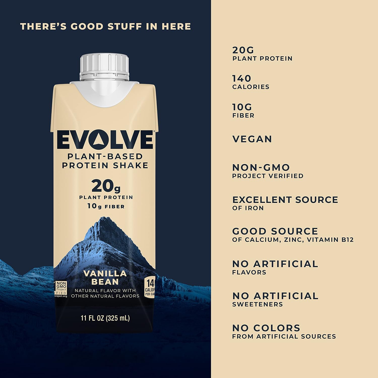Evolve Plant Based Protein Shake, Café Mocha, 20g Vegan Protein, Dairy Free, No Artificial Sweeteners, Non-GMO, 10g Fiber, 11oz, (12 Pack) (Formula May Vary)
