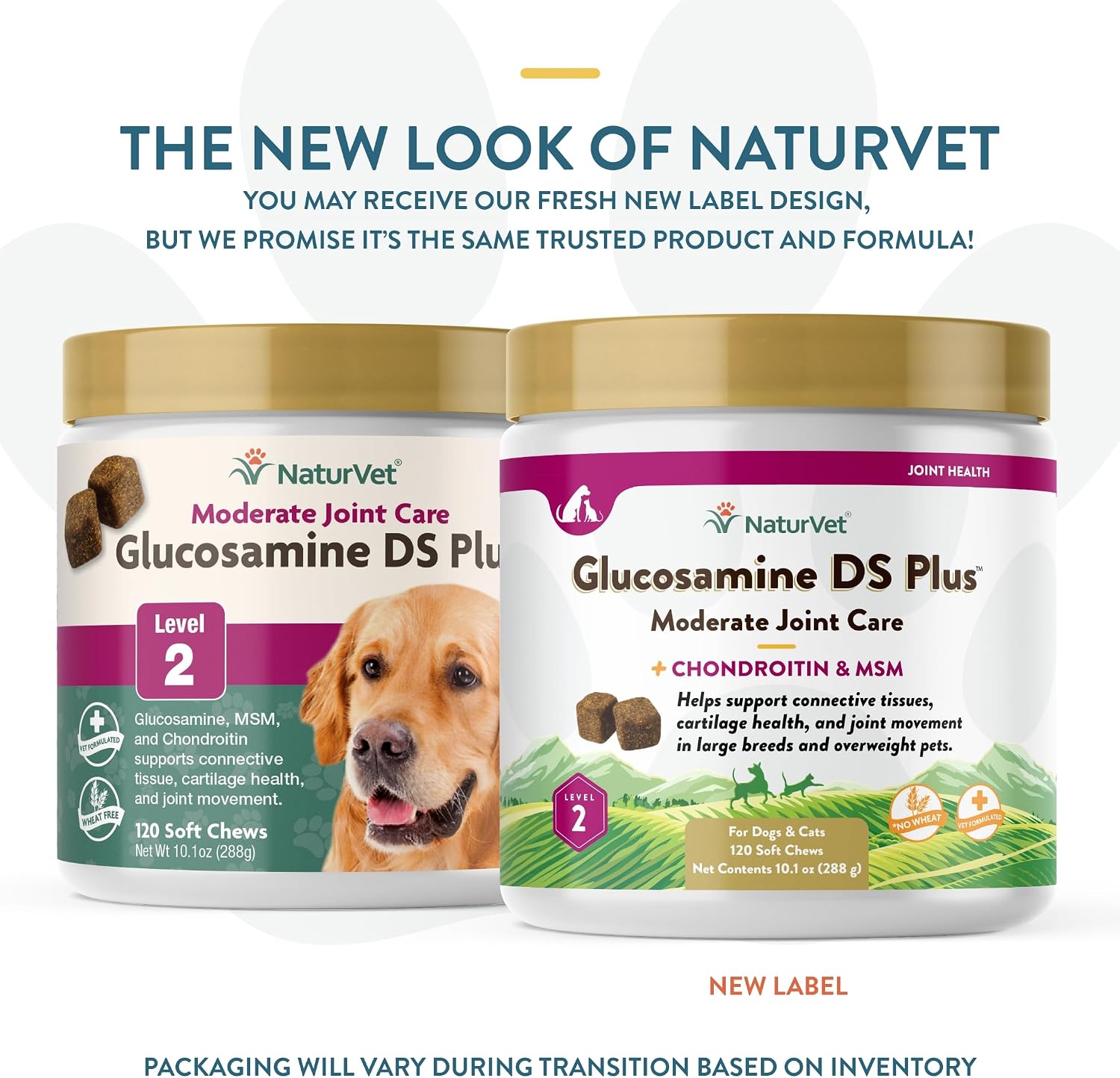 NaturVet – Glucosamine DS Plus - Level 2 Moderate Care – Supports Healthy Hip & Joint Function – Enhanced with Glucosamine, MSM & Chondroitin – for Dogs & Cats–70 Soft Chews