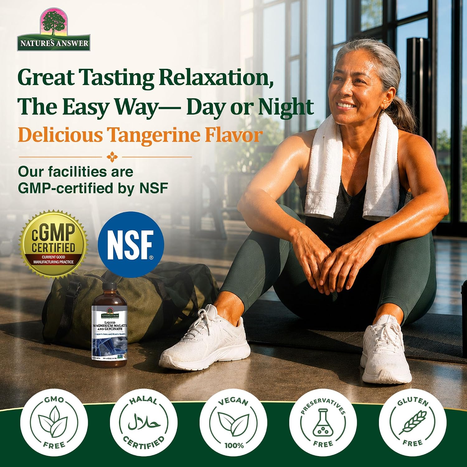 Natures Answer, Magnesium Glycinate Liquid, 16 Fl Oz | Supports Healthy Bone, Muscle and Cardiovascular Function, Gluten-Free, Vegan