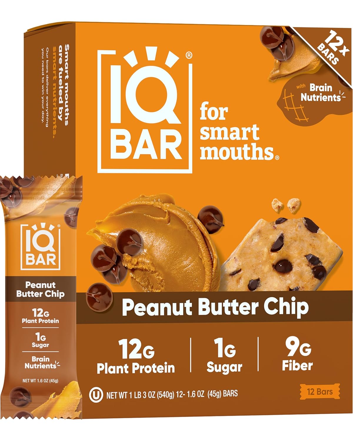 IQBAR Clean Protein Bars, Low Sugar Keto, Banana Nut 12-Count