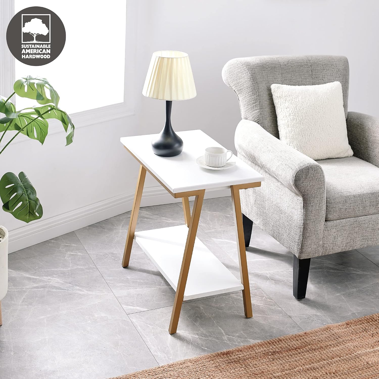 Leick Home Shield Wedge End Table, 21", Glazed Auburn