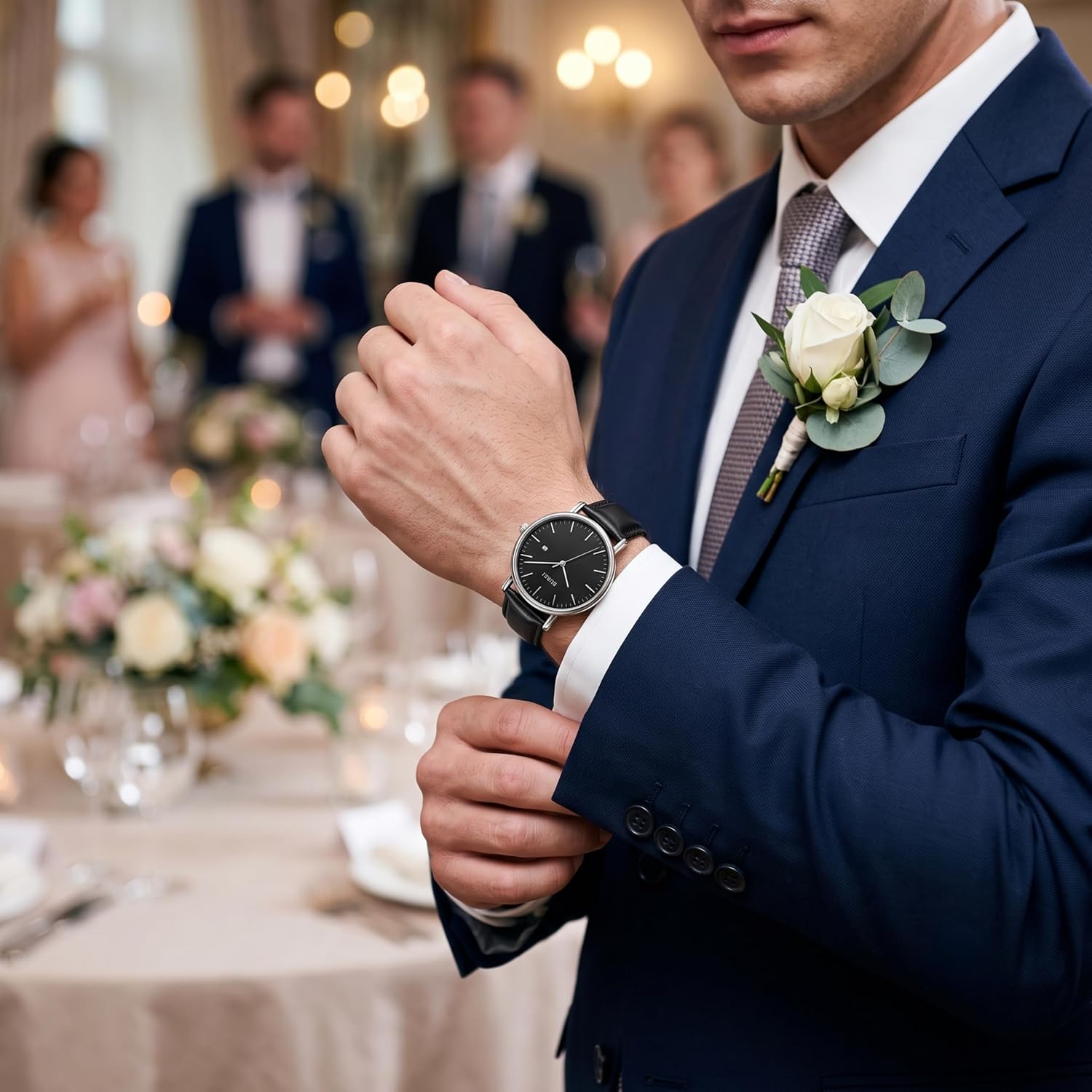 BUREI Men Wrist Watches Fashion Minimalist Thin Analog Quartz Waterproof Watches for Men, Refined Gifts for Men, Boyfriend, Husband, Dad