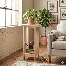 Wood plant stand with plant