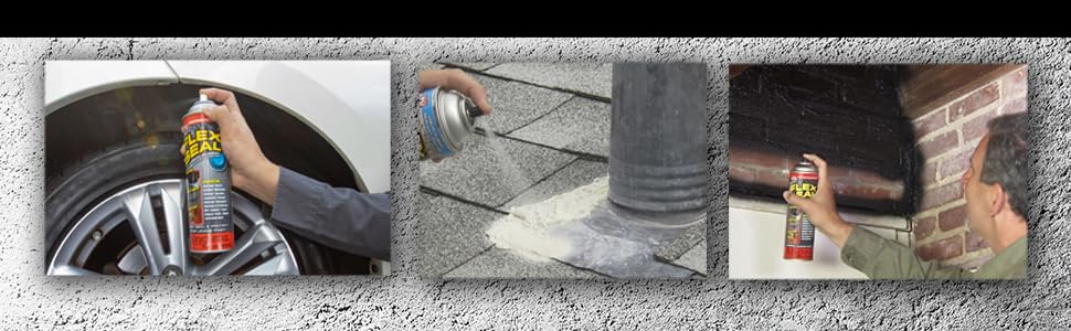 Usage shots of Flex Seal Spray being used