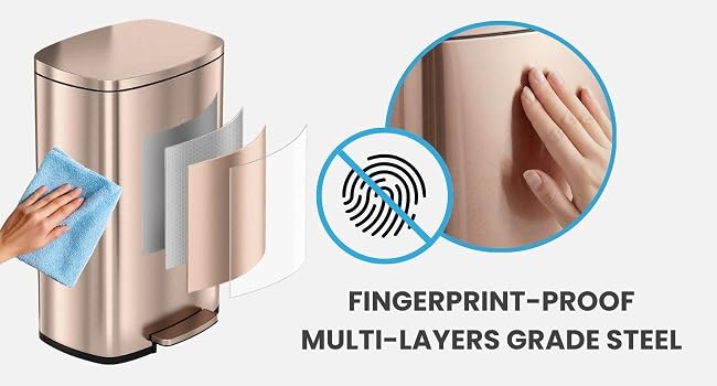 dog proof rose gold bin keeps pets out of trash with secure lid seal and locking