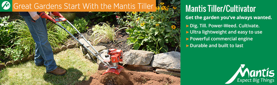tiller, cultivator, mini tiller, mantis tiller, mantis, rototiller, small tiller