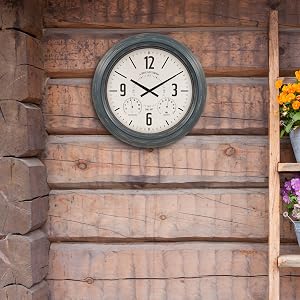 lacrosse, la crosse, 433-3838, outdoor clock, quartz, analog, temperature, humidity, wall clock, 18”