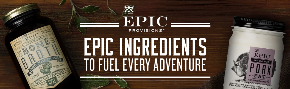 EPIC grass fed beef bone broth and organic pork fat jars