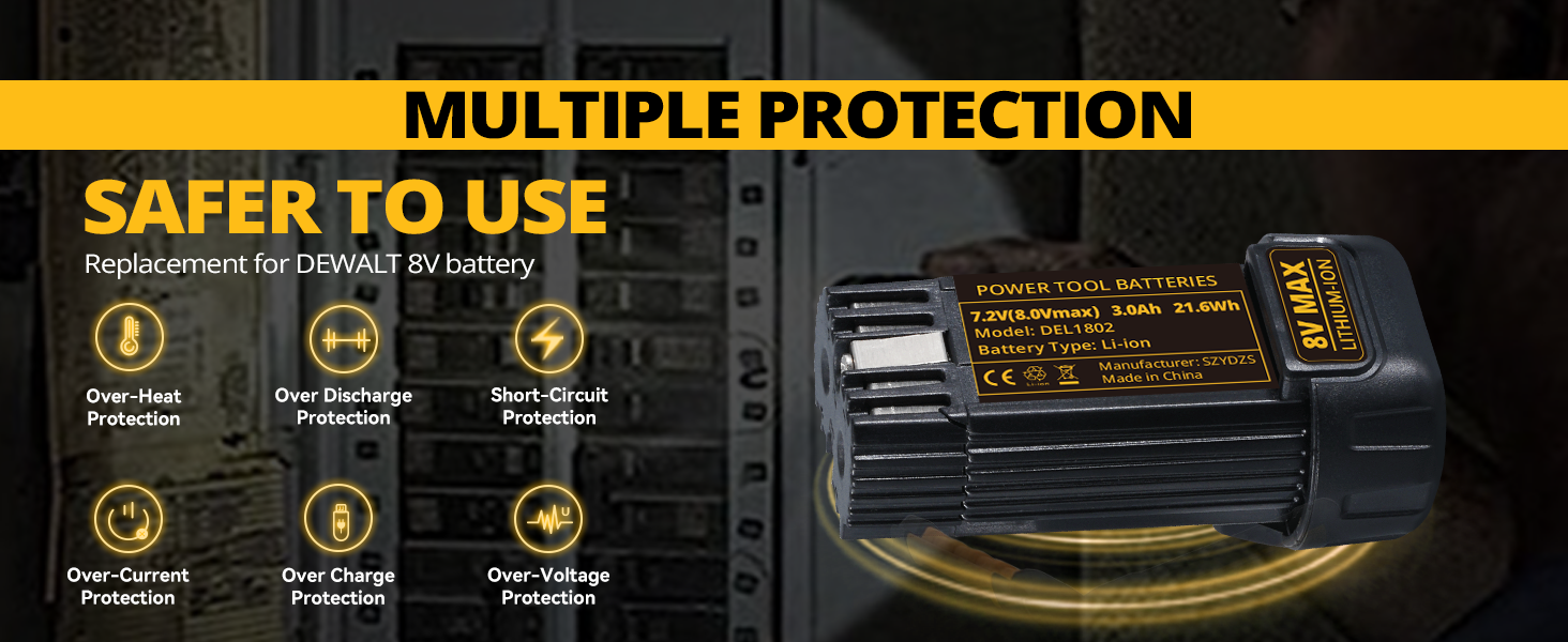 replacement for dewalt 8V battery