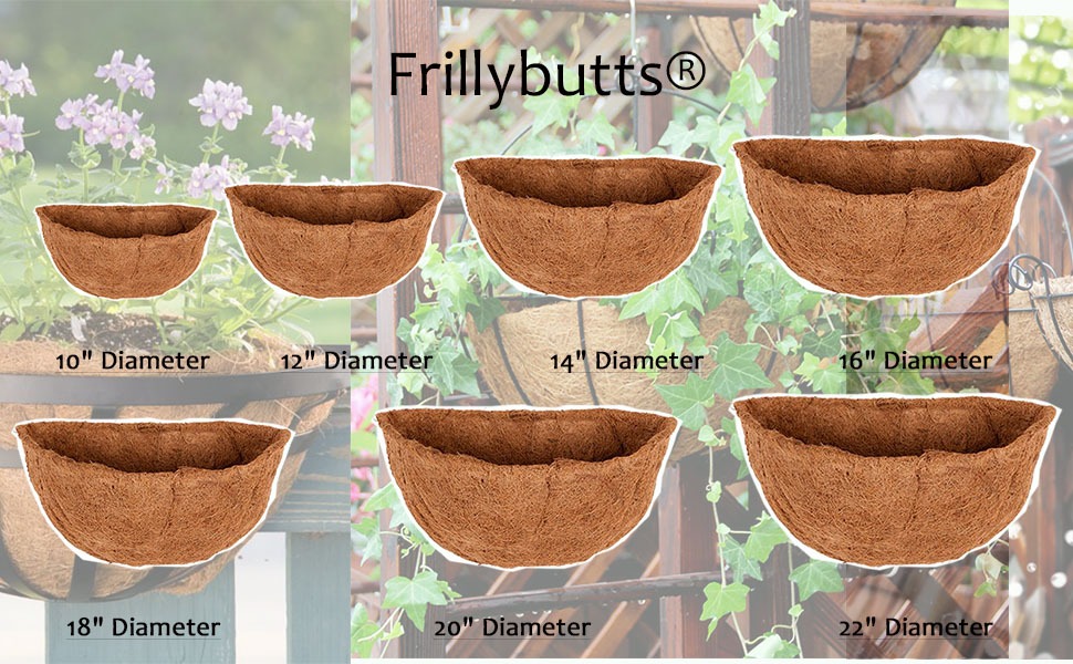 half round coco liners 10-22 inch