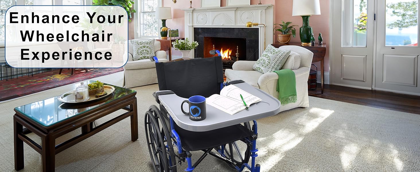 Enhance your wheelchair experience. This tray is a great surface for holding anything you need