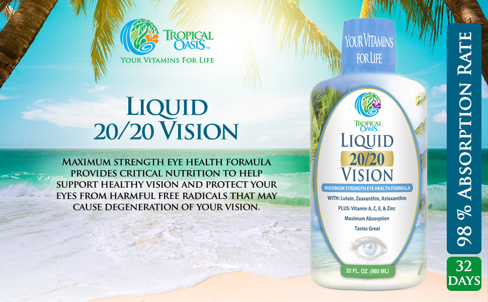 Liquid 20/20 Vision building blocks to help grow and maintain eye health and nutrition