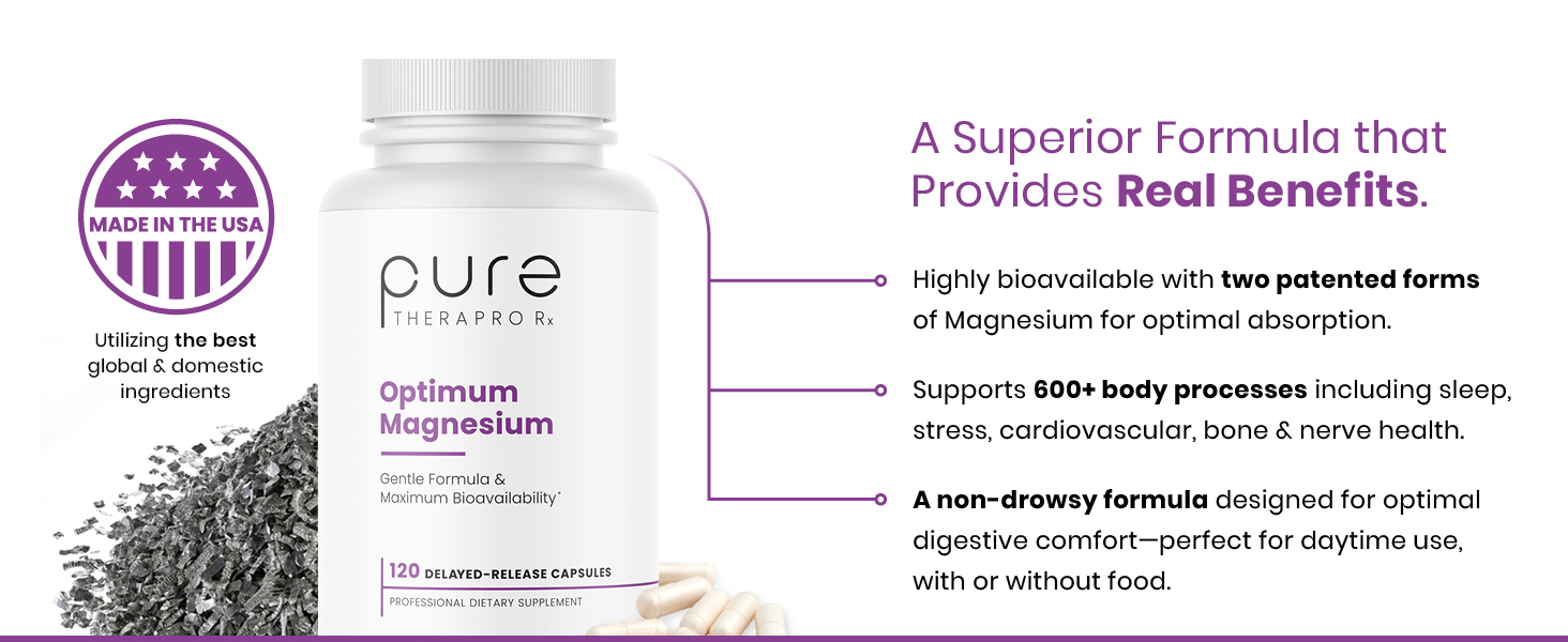 Optimum Magnesium combines patented, pure ingredients to support over 600 body processes