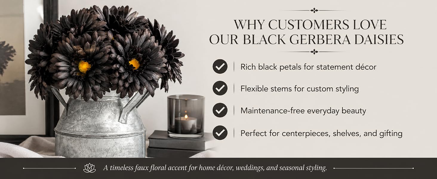 Black Silk daisies faux daisies 6