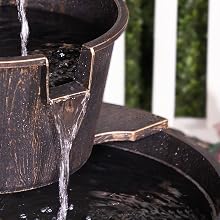 TEC234BR Outdoor Floor Tiered Rustic Pump and Barrel Water Fountain, Old-Fashioned Waterfall, 40&amp;#34;