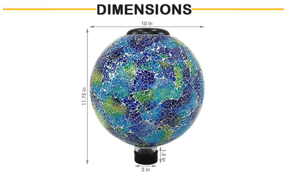 dimensions of gazing globe