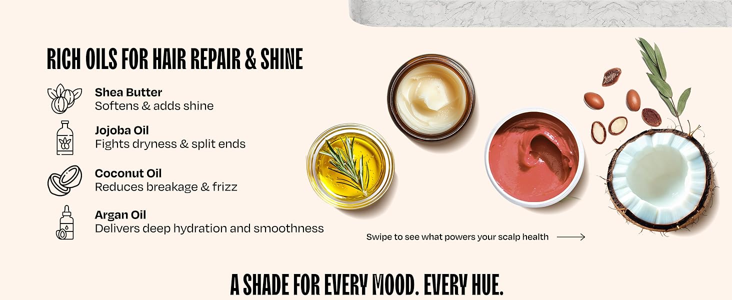 Overtone hair oil shea butter coconut jojoba avocado repair split ends reduce hair breakage shine