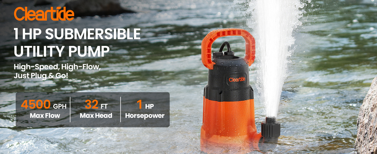 Cleartide Submersible Utility Water Pump
