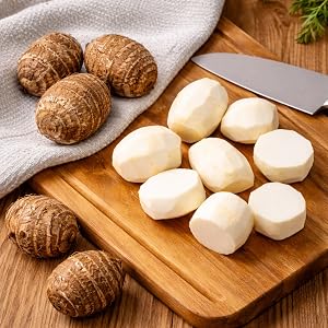 Taro on a cutting board