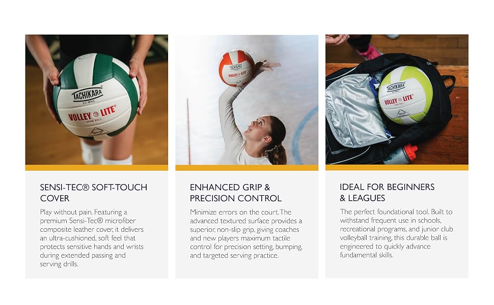 Tachikara SVMNC Volley-Lite - soft touch, enhanced grip, beginners league ball