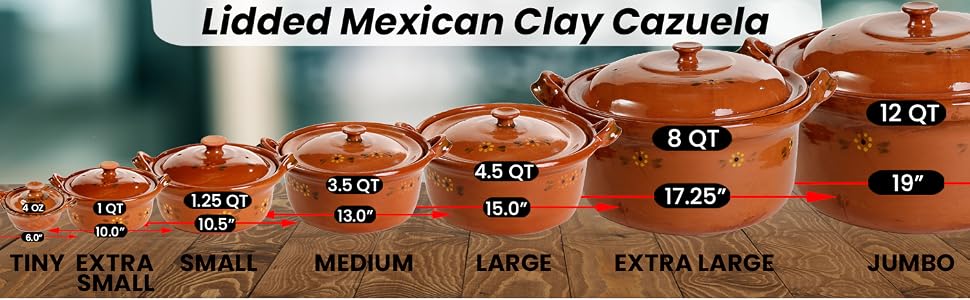 Different sizes of our Mexican Clay Cazuelas