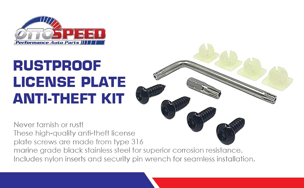 license security screws plate anti theft proof kit car driver black caps lock bolts tamper proof