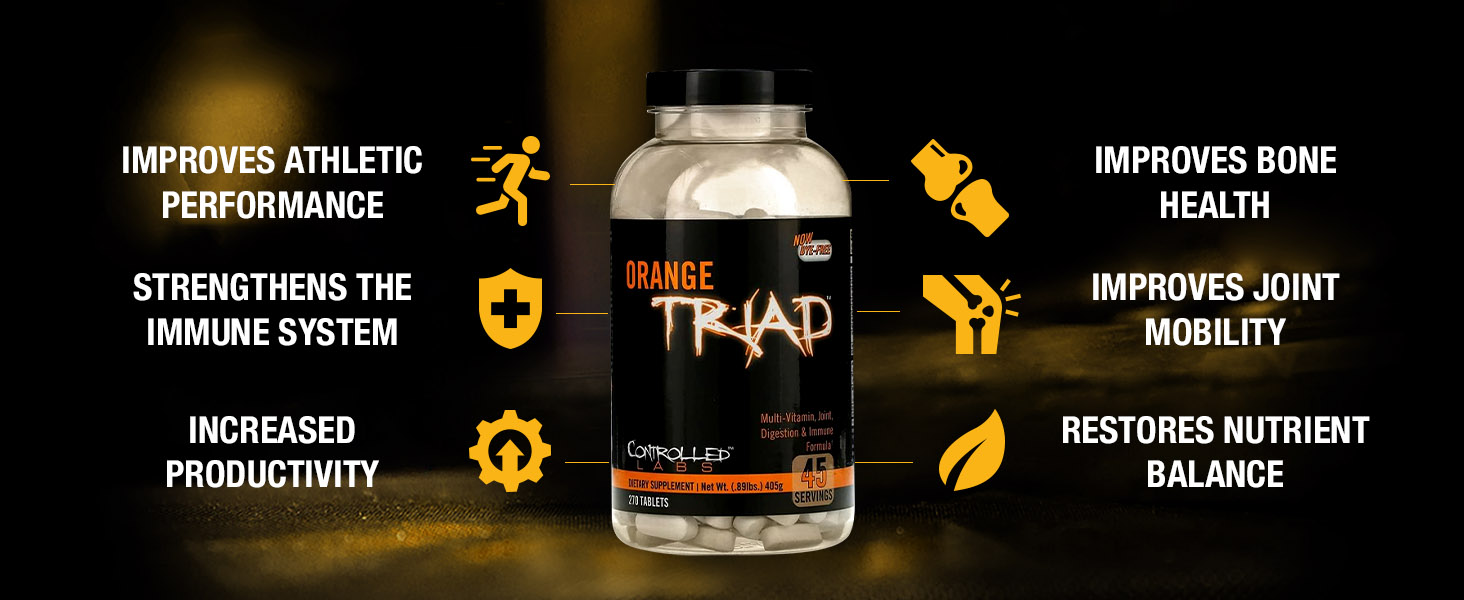 Controlled Labs Orange Triad multivitamin supplement may help joints productivity bones men women