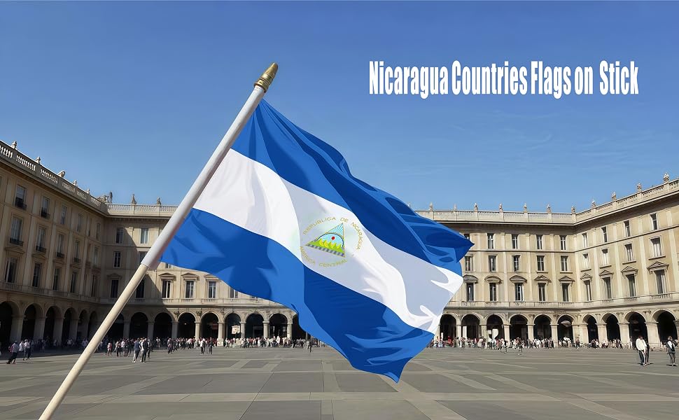 Small Mini Nicaragua Flag on Wooden Stick