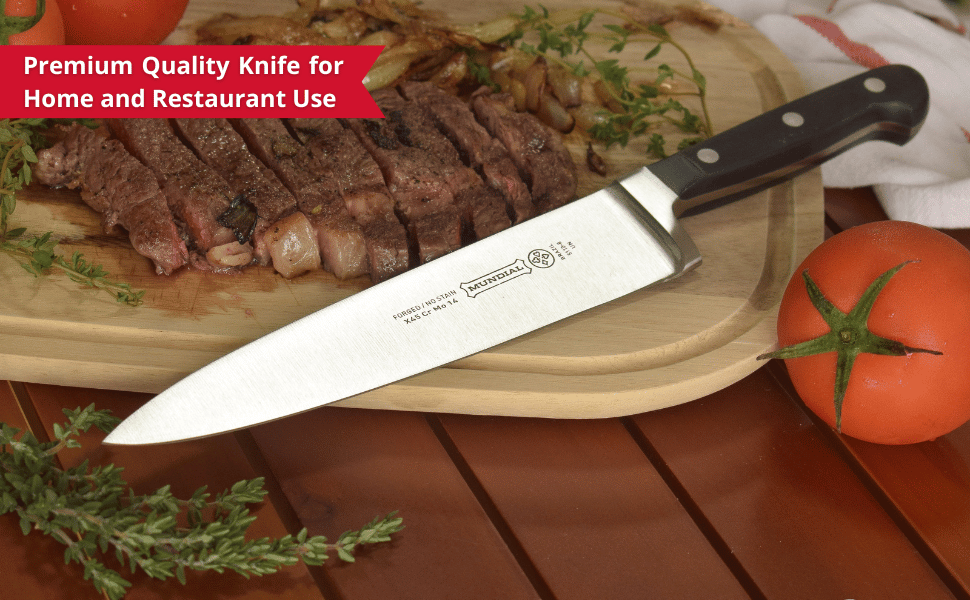 Kitchen knife set, forged knives, ergonomic design, Mundial cutlery.