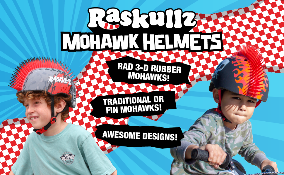 raskullz mohawk helmets, 3d helmets, bike skate scooter roller blades, boy helmet