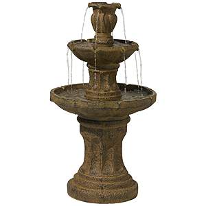 Tuscan Garden 41 1/2&amp;#34; Dark Stone Finish Traditional Tiered Fountain