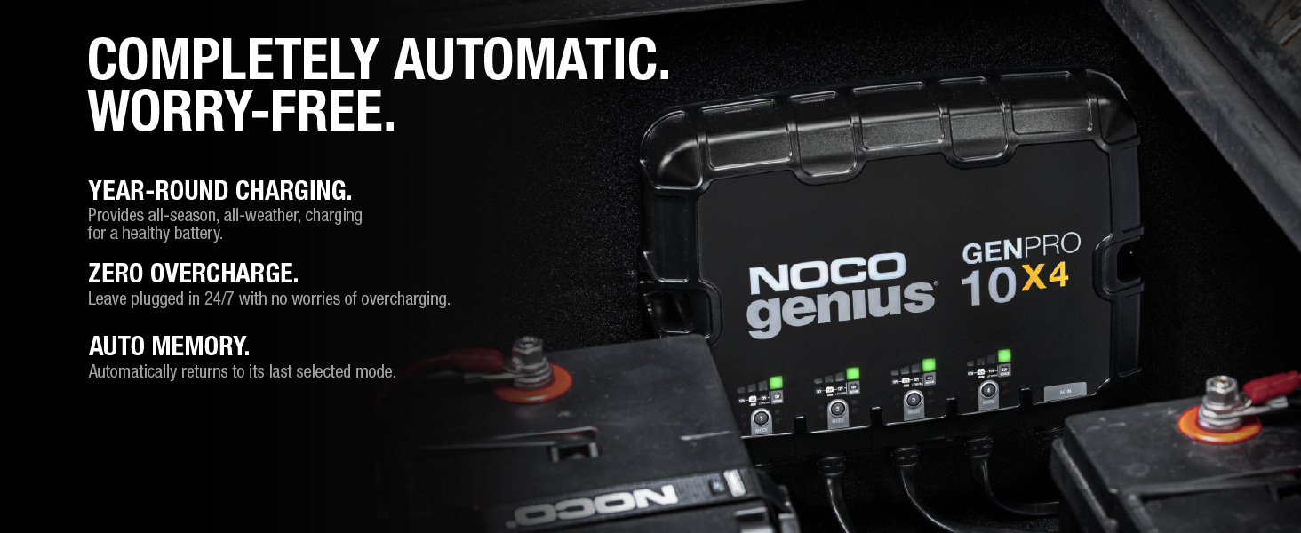 NOCO Genius GENPRO10X4, 4-Bank, 40A, Smart Marine Charger, 12V Onboard Battery Charger, Maintainer