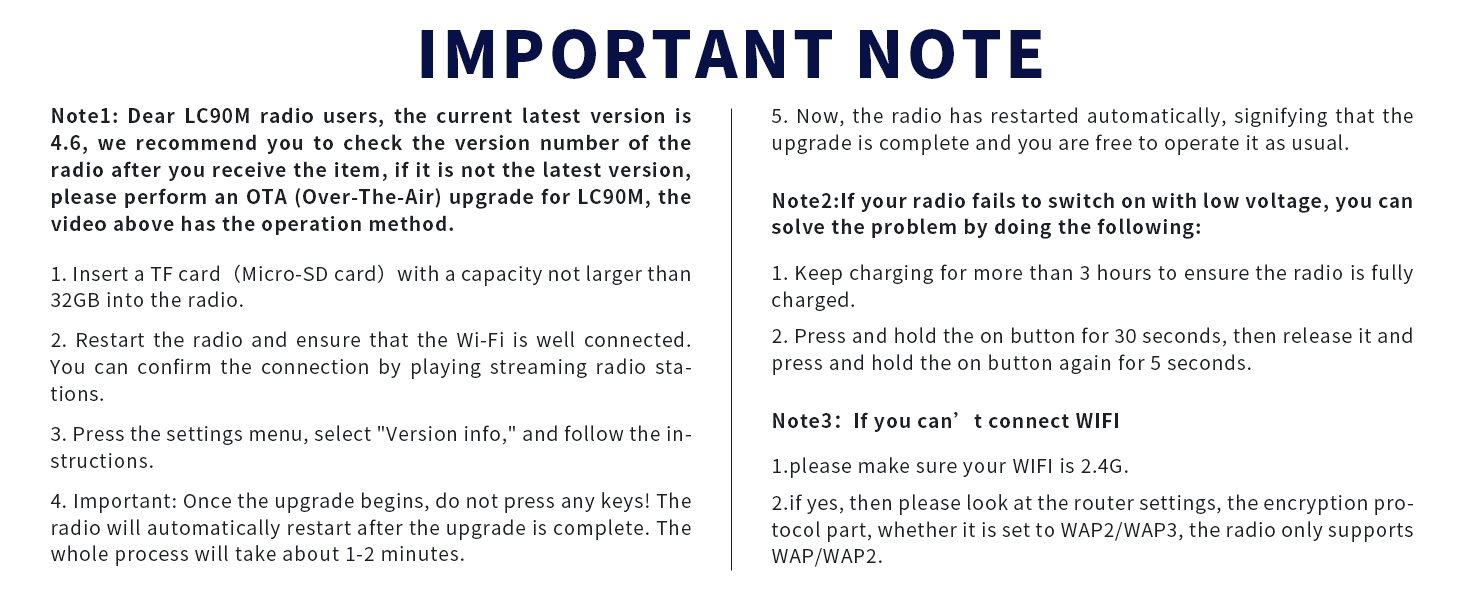 IMPORTANT NOTE