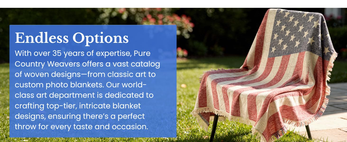 Pure Country Weavers Americana vintage flag Woven Tapestry Blankets