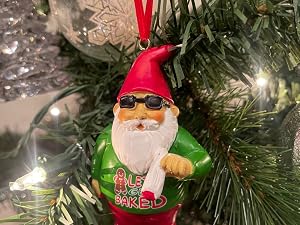 Gnometastic Let&amp;amp;amp;#39;s Get baked Smoking Gnome Holiday Ornament Mini Gnome