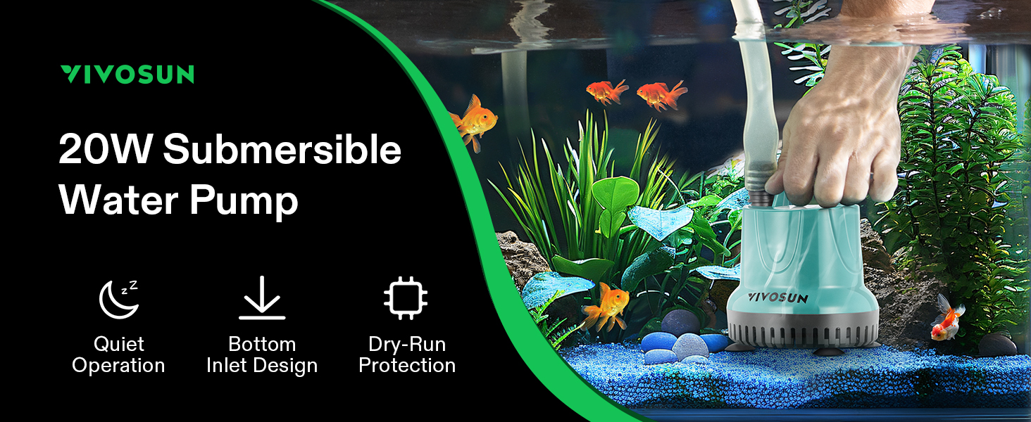 260GPH 20W Submersible Water Pump for Fish Tank