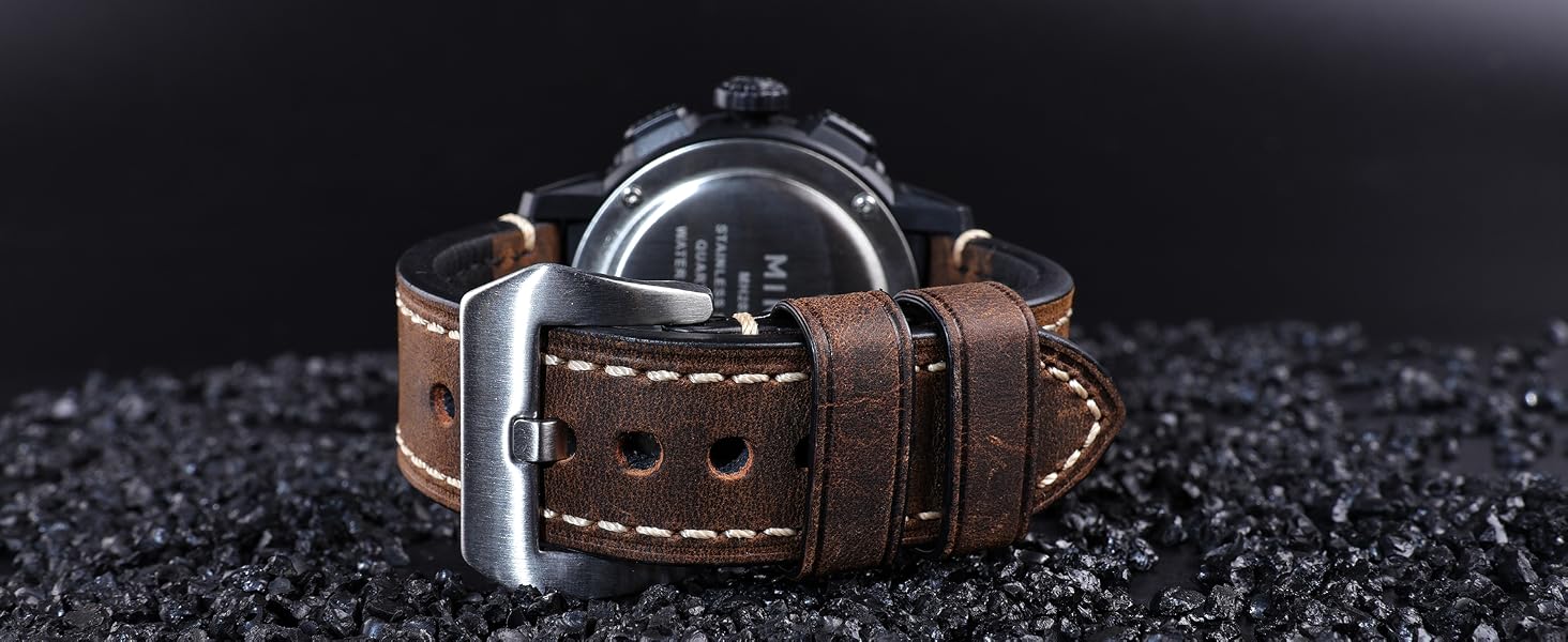 Berfine Thick Vintage Crazy Horse Leather Watch Bands Straps for Panerai for Men 20mm 22mm 24mm