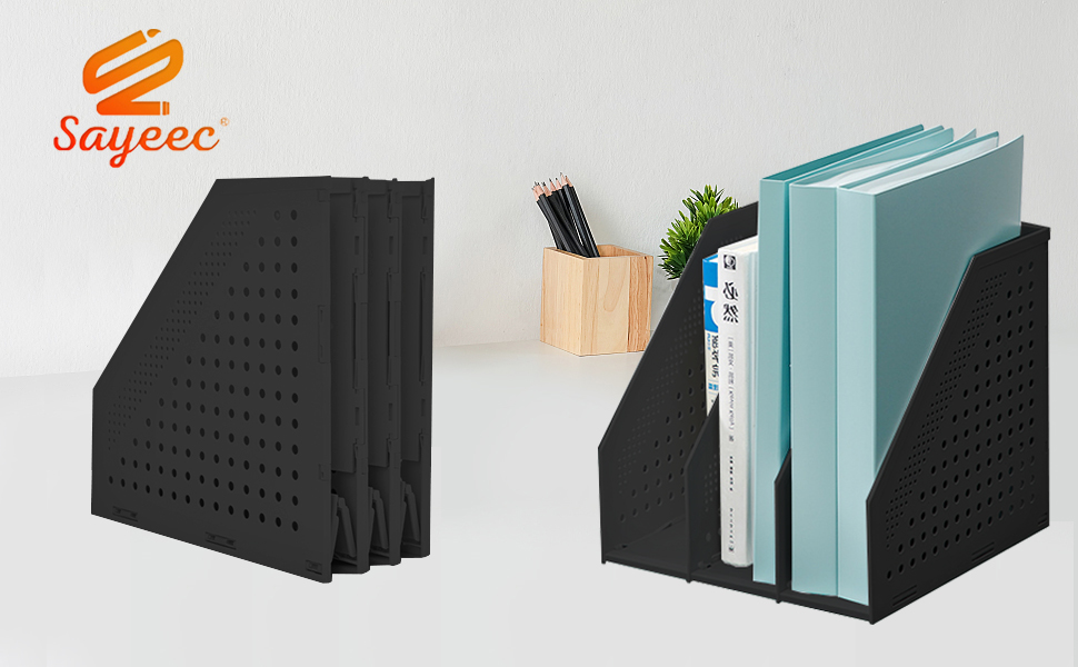 collapsible file holder folder plastic vertical desk A4 file book organizer 3 section filling box