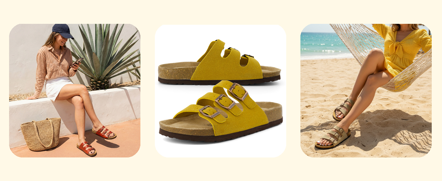 lela, banner, lifestyle, cushionaire, cork footbed sandal