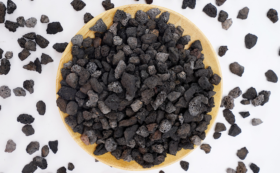 black lava rocks