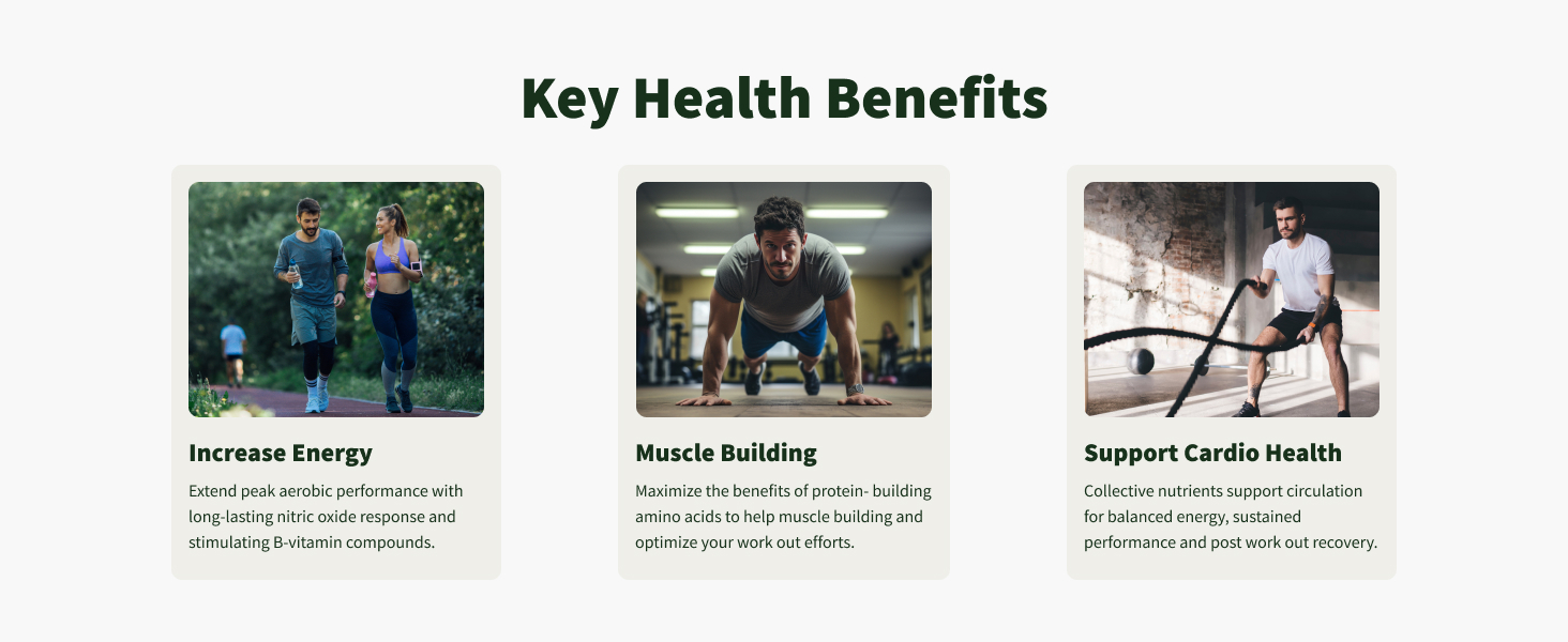 energy muscle building cardio health natural bioavailable amino acids