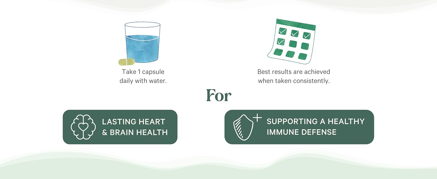 Take one capsule daily with water. Best results when taken consistently.